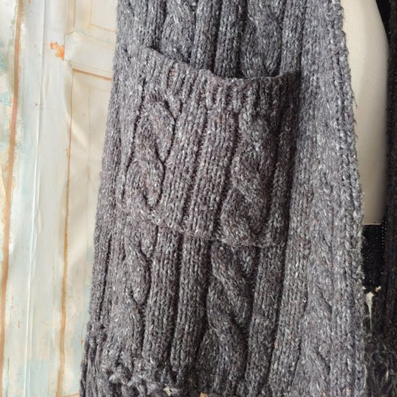 CAbi fringe pocket cable knit open front cardigan duster sweater/XS/gray - Picture 8 of 10